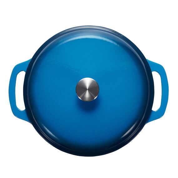 Amazon Basics Rund Bräter Schmortopf aus emailliertem Gusseisen, 6.9 L, Blau
