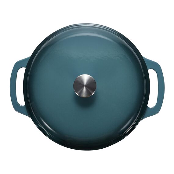 Amazon Basics Rund Schmortopf aus emailliertem Gusseisen SX-75QTH, 6.9 l, Grau