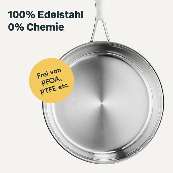SILBERTHAL Edelstahl Pfanne Unbeschichtet - Induktion - Profi Bratpfanne 28cm - Röstaromen - Ofenfest