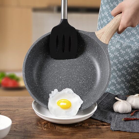 ZUOFENG Antihaft Pfanne Bratpfanne mit Deckel Beschichtet 28cm, Granit Pfannen Nonstick Frying Pan, Beschichtete Pfanne Für Gasherd Induktion