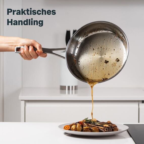 SILBERTHAL Edelstahl Pfanne Unbeschichtet - Induktion - Profi Bratpfanne 24cm - Röstaromen - Ofenfest