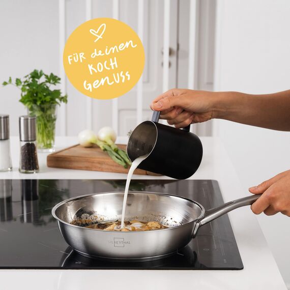 SILBERTHAL Edelstahl Pfanne Unbeschichtet - Induktion - Profi Bratpfanne 24cm - Röstaromen - Ofenfest