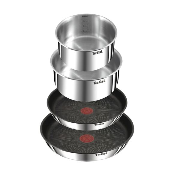 Tefal Ingenio Emotion 5-tlg.Topf und Pfannenset abnehmbarer Griff, stapelbar, platzsparend, Topfset Induktion mit Titanium 2X Antihaftversiegelung, einfache Handhabung und Reinigung, L897S5