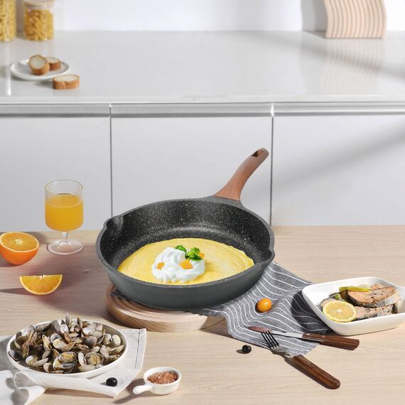 ZUOFENG Antihaft Pfanne Bratpfanne Beschichtet 24cm, Granit Pfannen Nonstick Frying Pan, Beschichtete Pfanne Für Gasherd Induktion