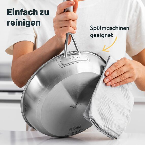 SILBERTHAL Induktion Pfannen Set - Bratpfannen 2er Set - Induktionsgeeignet - 28cm & 24cm - Edelstahl - Beschichtet