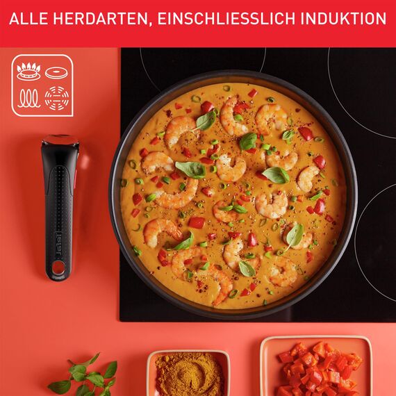 Tefal Ingenio Emotion 5-tlg.Topf und Pfannenset abnehmbarer Griff, stapelbar, platzsparend, Topfset Induktion mit Titanium 2X Antihaftversiegelung, einfache Handhabung und Reinigung, L897S5