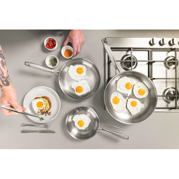 Tramontina Bratpfanne Grano, Ø 20 cm, Edelstahl, Induktion, Backofengeeigenet, spülmaschinengeeignet, Silber