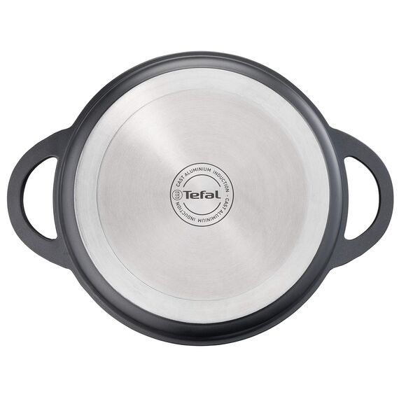 TEFAL Trattoria Schmorpfanne 28 cm hoher Rand, Servierpfanne Induktion aus Aluguss mit Gussdeckel, Antihaft-Beschichtung, gute Wärmespeicherung, backofengeeignet, für alle Herdarten geeignet, E21872