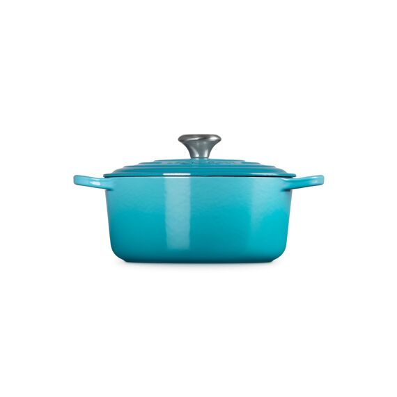 Le Creuset Signature Gusseisen-Bräter mit Deckel, Ø 24 cm, Rund, Für alle Herdarten und Induktion geeignet, Volumen: 4,2 l, 4,305 kg, Karibik, 21177241702430