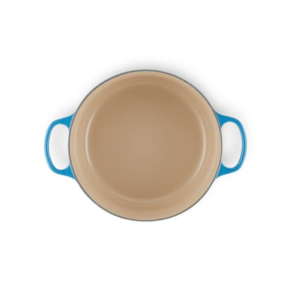 Le Creuset Signature Gusseisen-Bräter mit Deckel, Ø 28 cm, Rund, Für alle Herdarten und Induktion geeignet, Volumen: 6,7 l, 6,125 kg, Azure, 21177282202430