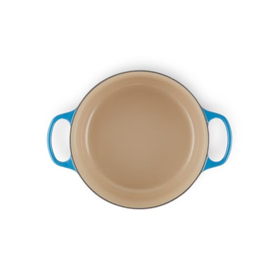 Le Creuset Signature Gusseisen-Bräter mit Deckel, Ø 26 cm, Rund, Für alle Herdarten und Induktion geeignet, Volumen: 5,3 l, 5,135 kg, Azure, 21177262202430