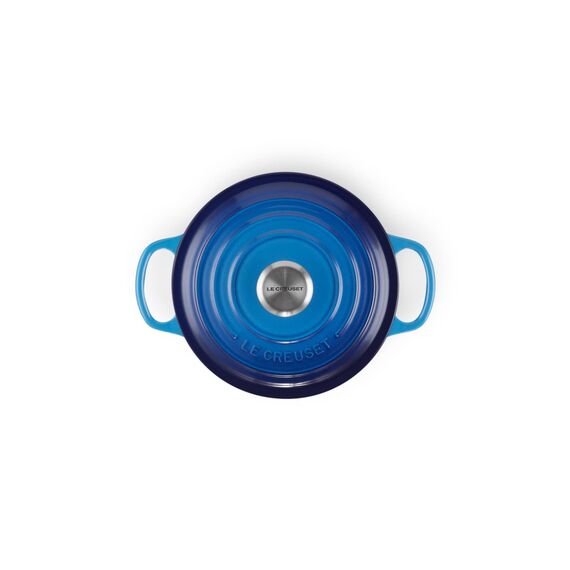 Le Creuset Signature Gusseisen-Bräter mit Deckel, Ø 20 cm, Rund, Für alle Herdarten und Induktion geeignet, Volumen: 2,4 l, 3,092 kg, Azure, 21177202202430