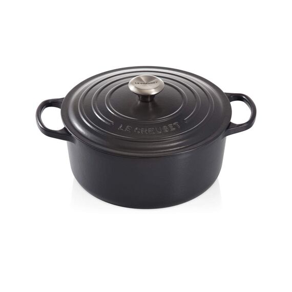 Le Creuset Signature Gusseisen-Bräter mit Deckel, Ø 24 cm, Rund, Für alle Herdarten und Induktion geeignet, Volumen: 4,2 l, 4,305 kg, Schwarz, 21177240000430