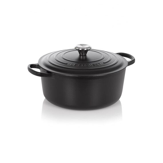 Le Creuset Signature Gusseisen-Bräter mit Deckel, Ø 26 cm, Rund, Für alle Herdarten und Induktion geeignet, Volumen: 5,3 l, 5,135 kg, Schwarz, 21177260000430