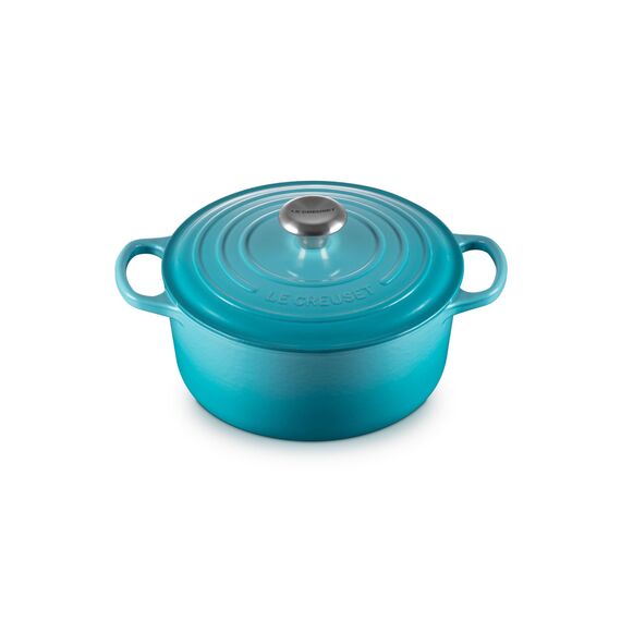 Le Creuset Signature Gusseisen-Bräter mit Deckel, Ø 24 cm, Rund, Für alle Herdarten und Induktion geeignet, Volumen: 4,2 l, 4,305 kg, Karibik, 21177241702430