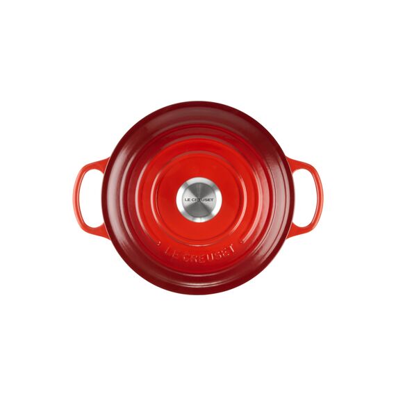 Le Creuset Signature Gusseisen-Bräter mit Deckel, Ø 24 cm, Rund, Für alle Herdarten und Induktion geeignet, Volumen: 4,2 l, 4,305 kg, Kirschrot, 21177240602430