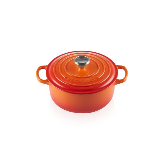 Le Creuset Signature Gusseisen-Bräter mit Deckel, Ø 20 cm, Rund, Für alle Herdarten und Induktion geeignet, Volumen: 2,4 l, 3,092 kg, Ofenrot, 21177200902430
