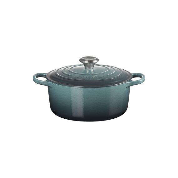 Le Creuset Signature Gusseisen-Bräter mit Deckel, Ø 22 cm, Rund, Für alle Herdarten und Induktion geeignet, Volumen: 3,3 l, 3,932 kg, Ocean, 21177223602430