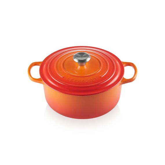 Le Creuset Signature Gusseisen-Bräter mit Deckel, Ø 26 cm, Rund, Für alle Herdarten und Induktion geeignet, Volumen: 5,3 l, 5,135 kg, Volcanique