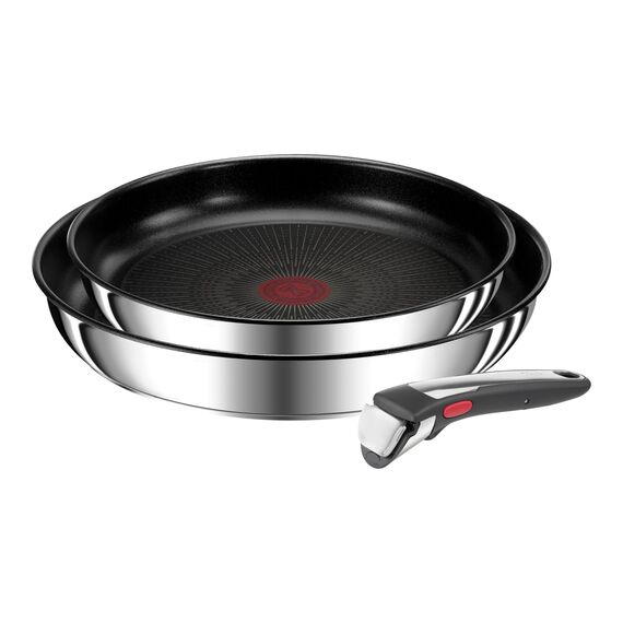 Tefal Ingenio Preference On 3-teiliges Pfannenset abnehmbarer Griff, 24/28 cm, stapelbar, platzsparend, Topfset Induktion mit Antihaftversiegelung, einfache Handhabung und Reinigung, L97493