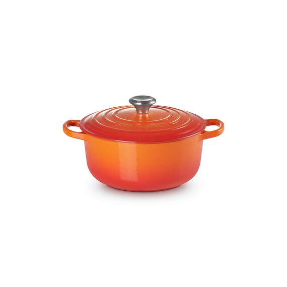 Le Creuset Signature Gusseisen-Bräter mit Deckel, Ø 20 cm, Rund, Für alle Herdarten und Induktion geeignet, Volumen: 2,4 l, 3,092 kg, Ofenrot, 21177200902430