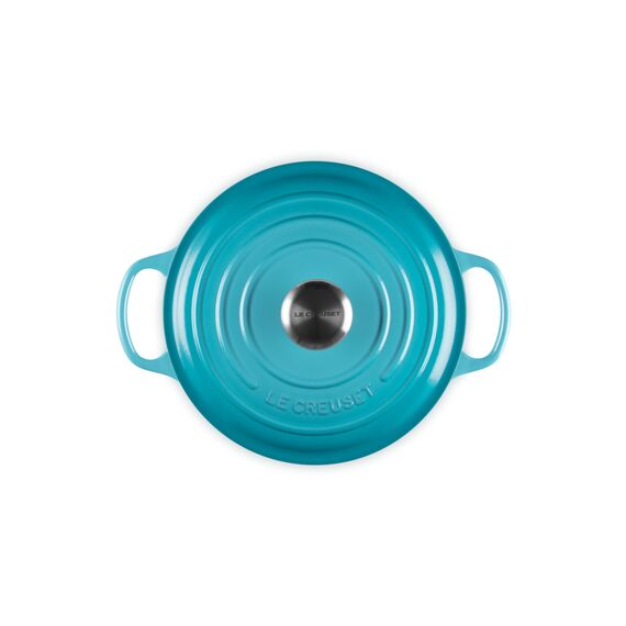 Le Creuset Signature Gusseisen-Bräter mit Deckel, Ø 24 cm, Rund, Für alle Herdarten und Induktion geeignet, Volumen: 4,2 l, 4,305 kg, Karibik, 21177241702430
