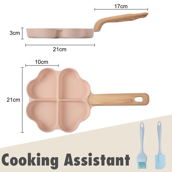 RIOVARM 4-Loch Herzform Eierpfanne Antihaftbeschichtung Granit Kleine Pfannen Induktion Bratpfanne Kreativ Niedlich Omelett-Pfanne ohne PFOA Gesunde Pfannkuchen Pfanne zum Frühstück