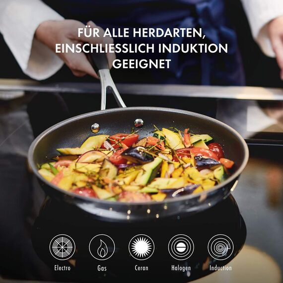ZWILLING CORNELIA POLETTO Bratpfanne, 28 cm, mit 4-lagiger Antihaftbeschichtung mit Diamantpartikeln, 18/10 Edelstahl, für alle Herdarten inkl. Induktion