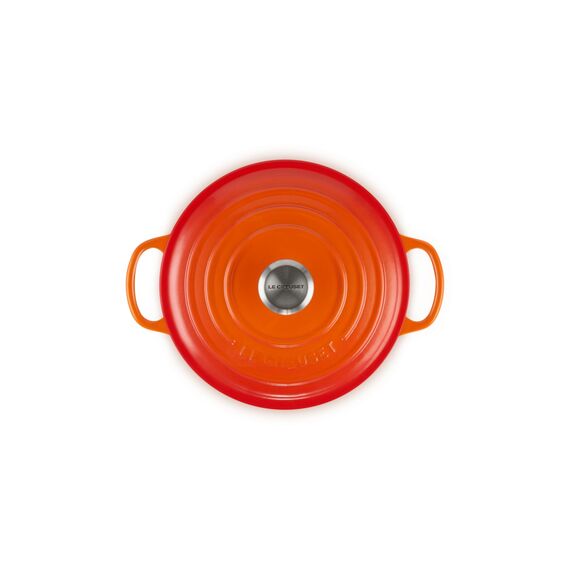 Le Creuset Signature Gusseisen-Bräter mit Deckel, Ø 20 cm, Rund, Für alle Herdarten und Induktion geeignet, Volumen: 2,4 l, 3,092 kg, Ofenrot, 21177200902430
