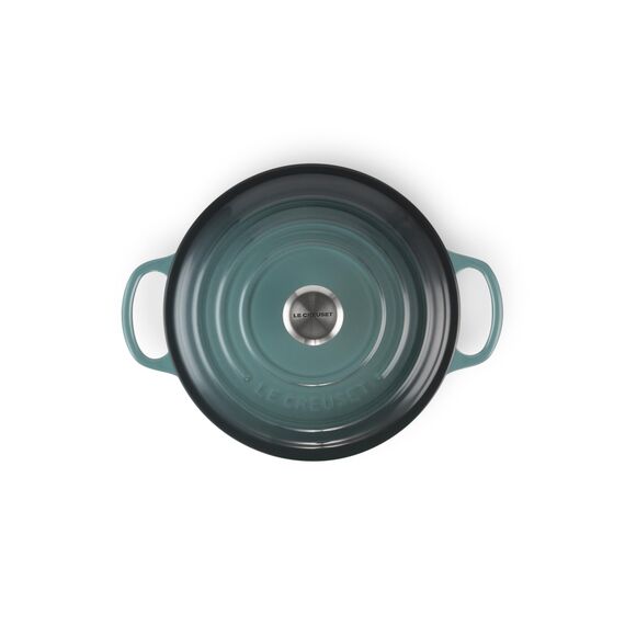 Le Creuset Signature Gusseisen-Bräter mit Deckel, Ø 22 cm, Rund, Für alle Herdarten und Induktion geeignet, Volumen: 3,3 l, 3,932 kg, Ocean, 21177223602430