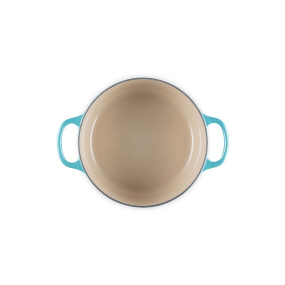 Le Creuset Signature Gusseisen-Bräter mit Deckel, Ø 22 cm, Rund, Für alle Herdarten und Induktion geeignet, Volumen: 3,3 l, 3,932 kg, Karibik, 21177221702430