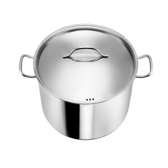 KOPF XXL Kochtopf Gigantos aus Edelstahl, 26 cm, 10 L - Induktion Suppentopf mit Deckel - Großer Topf mit Abgießrand, induktionsgeeignet, spülmaschinenfest & backofenfest bis 240°C