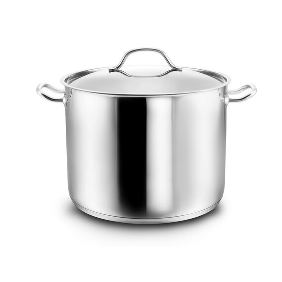 KOPF XXL Kochtopf Gigantos aus Edelstahl, 24 cm, 9 L - Induktion Suppentopf mit Deckel - Großer Topf mit Abgießrand, induktionsgeeignet, spülmaschinenfest & backofenfest bis 240°C