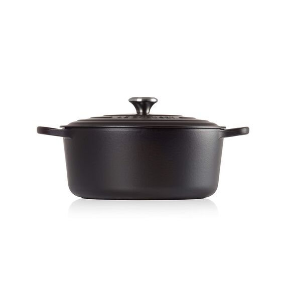 Le Creuset Signature Gusseisen-Bräter mit Deckel, Ø 30 cm, Rund, Für alle Herdarten und Induktion geeignet, Volumen: 8,1 l, 9, Schwarz, 21177300000430
