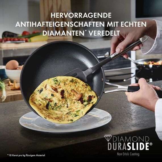 ZWILLING CORNELIA POLETTO Bratpfanne, 28 cm, mit 4-lagiger Antihaftbeschichtung mit Diamantpartikeln, 18/10 Edelstahl, für alle Herdarten inkl. Induktion
