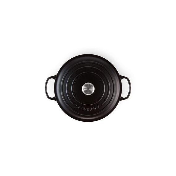 Le Creuset Signature Gusseisen-Bräter mit Deckel, Ø 30 cm, Rund, Für alle Herdarten und Induktion geeignet, Volumen: 8,1 l, 9, Schwarz, 21177300000430