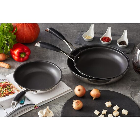 ZWILLING CORNELIA POLETTO Bratpfannen, Set 3-teilig (20 cm + 24 cm + 28 cm), mit 4-lagiger Antihaftbeschichtung mit Diamantpartikeln, 18/10 Edelstahl, für alle Herdarten inkl. Induktion