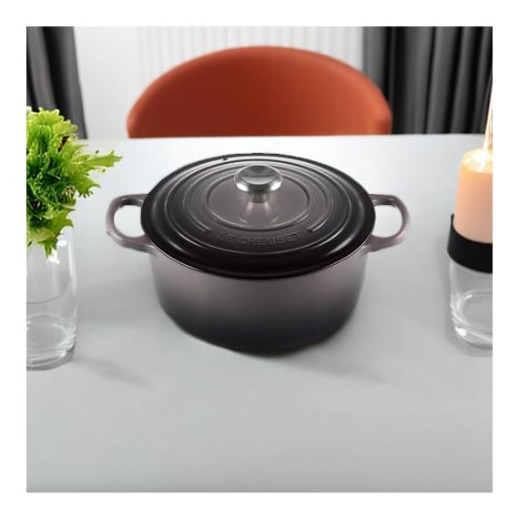 Le Creuset Signature Gusseisen-Bräter mit Deckel, Ø 28 cm, Rund, Für alle Herdarten und Induktion geeignet, Volumen: 6,7 l, 6,125 kg, Flint, 21177284442430