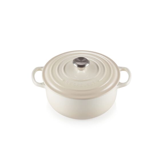 Le Creuset Signature Gusseisen-Bräter mit Deckel, Ø 20 cm, Rund, Für alle Herdarten und Induktion geeignet, Volumen: 2,4 l, 3,092 kg, Meringue, 21177207164430
