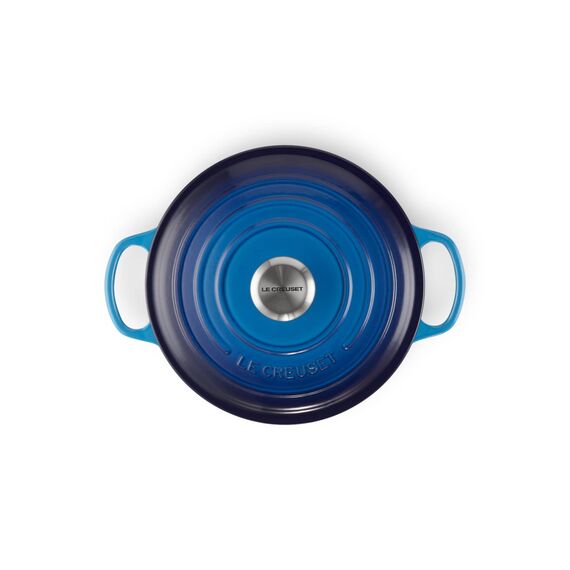Le Creuset Signature Gusseisen-Bräter mit Deckel, Ø 24 cm, Rund, Für alle Herdarten und Induktion geeignet, Volumen: 4,2 l, 4,305 kg, Azure, 21177242202430