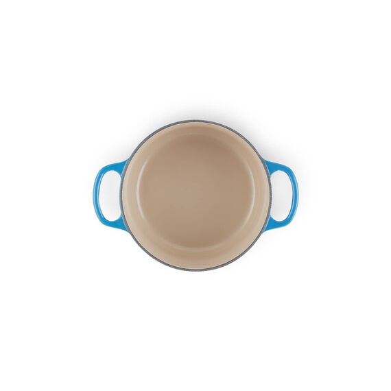 Le Creuset Signature Gusseisen-Bräter mit Deckel, Ø 18 cm, Rund, Für alle Herdarten und Induktion geeignet, Volumen: 1,8 l, 2,572 kg, Azure, 21177182202430, 21177182202430