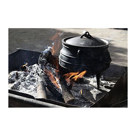 BBQ-Toro Potjie | Gusseisen Hexenkessel Potjie #1, ca. 3 Liter | Guss Kochtopf mit Füßen | Südafrikanischer Dutch Oven | Kochtopf für offenes Feuer, Gusseisen Schmortopf mit Deckel | Fleischtopf