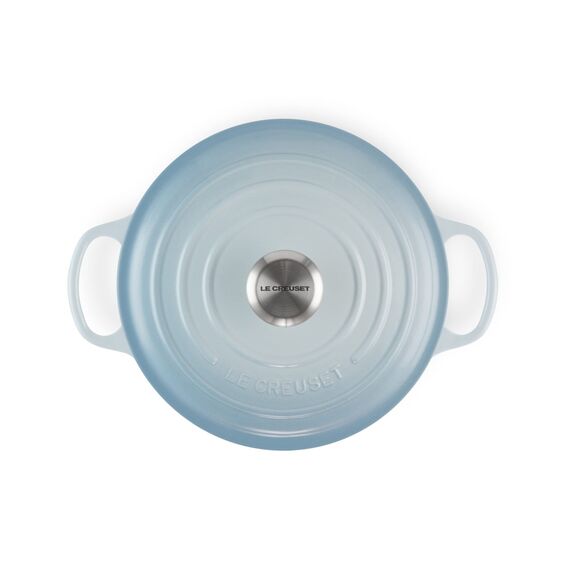 Le Creuset Signature Gusseisen-Bräter mit Deckel, Ø 26 cm, Rund, Für alle Herdarten und Induktion geeignet, Volumen: 5,3 l, 5,135 kg, Coastal Blue, 21177264202430