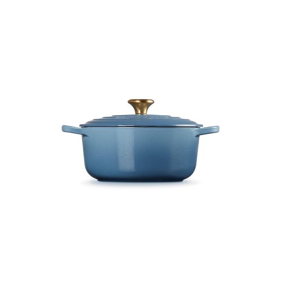 Le Creuset Signature Gusseisen-Bräter mit Deckel, Ø 20 cm, Rund, Für alle Herdarten und Induktion geeignet, Volumen: 2,4 l, 3,092 kg, Chambray, 21177204344441