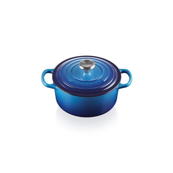 Le Creuset Signature Gusseisen-Bräter mit Deckel, Ø 18 cm, Rund, Für alle Herdarten und Induktion geeignet, Volumen: 1,8 l, 2,572 kg, Azure, 21177182202430, 21177182202430