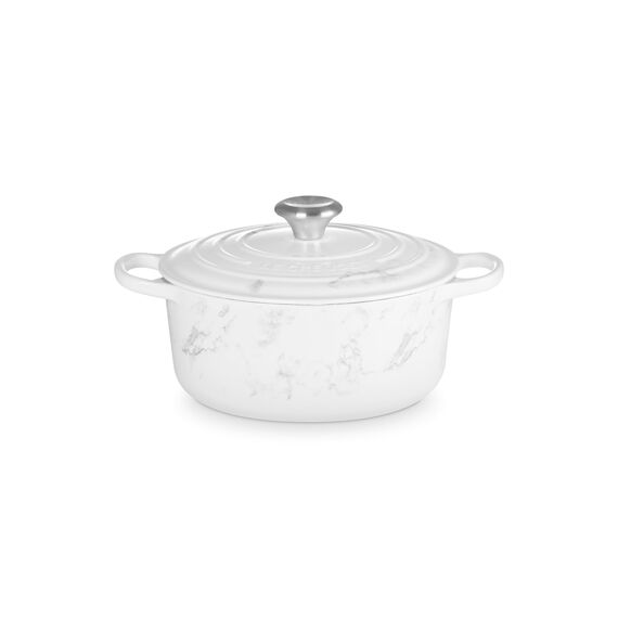 Le Creuset Signature Gusseisenbräter mit Deckel, Ø 24 cm, rund, geeignet für alle Herdarten und Induktion, Volumen: 4,2 l, 4.3 kg, Marble, 21177248691430