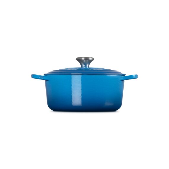 Le Creuset Signature Gusseisen-Bräter mit Deckel, Ø 24 cm, Rund, Für alle Herdarten und Induktion geeignet, Volumen: 4,2 l, 4,305 kg, Marseille