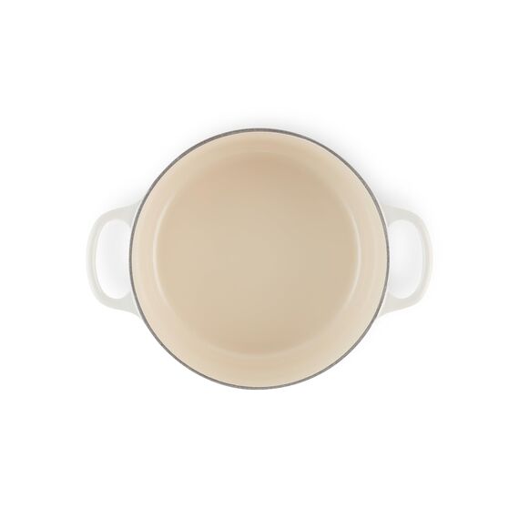 Le Creuset Signature Gusseisen-Bräter mit Deckel, Ø 26 cm, Rund, Für alle Herdarten und Induktion geeignet, Volumen: 5,3 l, 5,135 kg, Meringue, 21177267164430