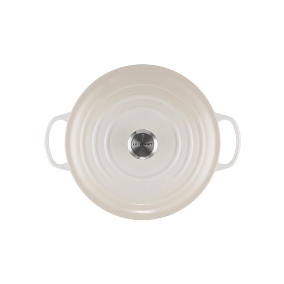 Le Creuset Signature Gusseisen-Bräter mit Deckel, Ø 28 cm, Rund, Für alle Herdarten und Induktion geeignet, Volumen: 6,7 l, 6,125 kg, Meringue, 21177287164430