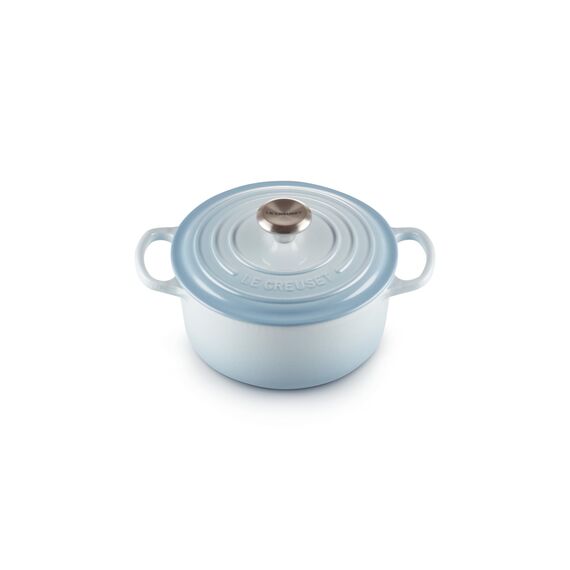 Le Creuset Signature Gusseisen-Bräter mit Deckel, Ø 20 cm, Rund, Für alle Herdarten und Induktion geeignet, Volumen: 2,4 l, 3,092 kg, Coastal Blue, 21177204202430